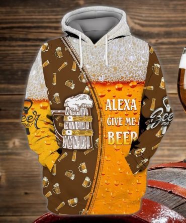 Beer Hoodie Beer Alexa Give Me A Beer Beer Cup Pattern Yellow Hoodie