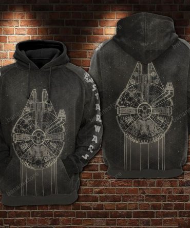 Star Wars Hoodie Star Wars Millennium Falcon Sketch Black Hoodie