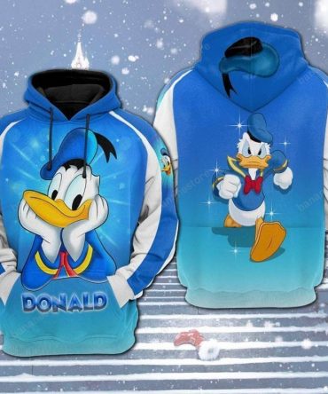 Disney Hoodie Donald Duck Angry Donald Blue White Hoodie