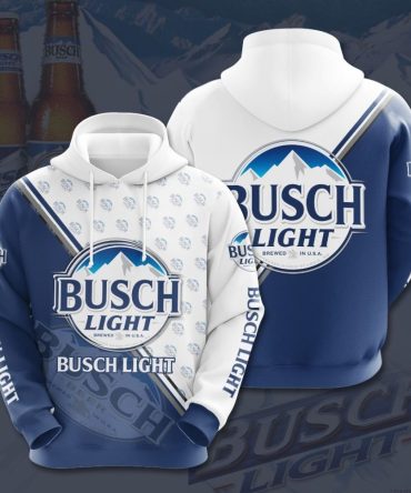 Beer Hoodie Busch Light Logo Pattern White Blue Hoodie