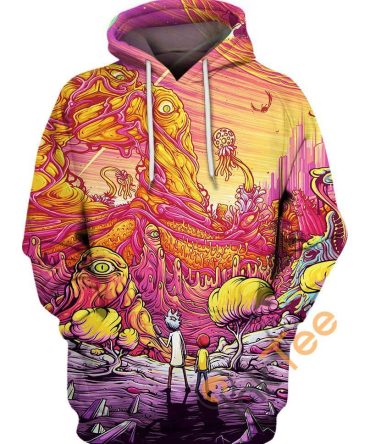 Rick And Morty Hoodie Rick And Morty Strange Planet Pink Yellow Hoodie
