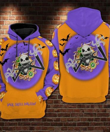 Dn Halloween Hoodie Jack Skellington Halloween Theme Pumpkin Pattern Hoodie