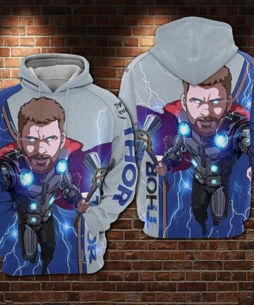 Mv Hoodie Avengers Thor With Stormbreaker Blue Hoodie Avengers Hoodie