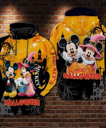 Dn Hoodie Minnie Hoodie Minnie And Mn Vampire And Witch Halloween Black Orange Hoodie Mn Hoodie