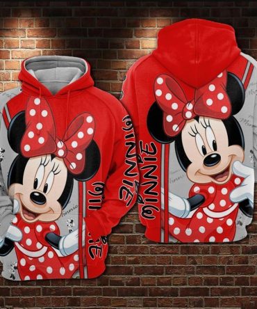 Disney Hoodie Minnie Mouse Cute Red Grey Hoodie