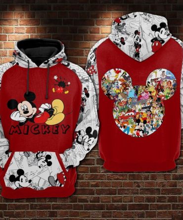 Disney Hoodie Mn Hoodie Old Version Comic All Characters White Red Hoodie