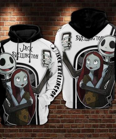 Tnbc Hoodie Jack And Sally Taking Selfie Black White Hoodie
