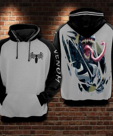 Marvel Hoodie Venom Hoodie Venom Rips Open Black White Hoodie