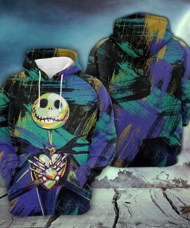 Tnbc Hoodie Jack Skellington Painting Art Style Blue Green Hoodie