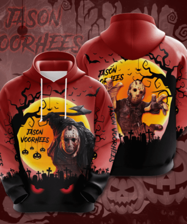 Halloween Hoodie Horror Hoodie Jason Voorhees And Friday The 13Th Red Hoodie Jason Voorhees Hoodie
