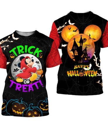 Dn Halloween Shirt Mk Mouse Shirt Mk Mouse Trick Or Treat Happy Halloween Spooky Night Black Red T-Shirt