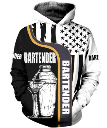 Bartender Hoodie Bartender American Flag Black White Hoodie
