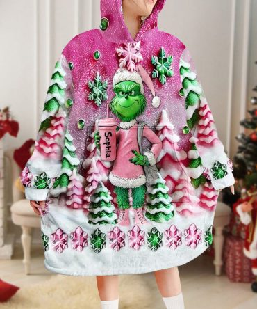 Grinch Merry Grinchmas - Personalized Stole Christmas Blanket Hoodie
