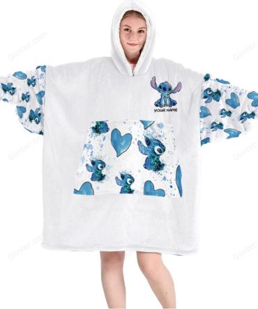Cozy Oversized Hoodie Blanket - Cute Blue Character Design For Kids & Adults
