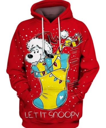 Snoopy Christmas Hoodie Snoopy Christmas Stocking Let It Snoopy Red 3D Hoodie Zip Hoodie , Snoopy Hoodie - Trendy All Over Print