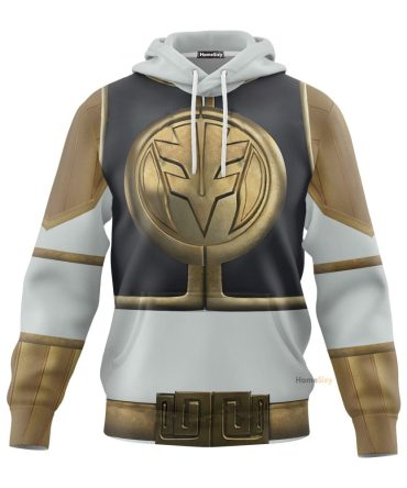 White Mighty Morphin Power Rangers V4 Cosplay Costume Hoodie