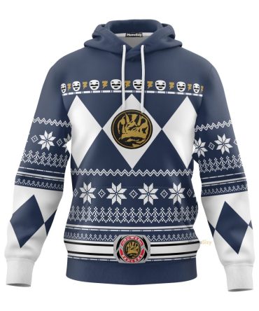 Blue Mighty Morphin Power Rangers V1 Cosplay Costume Hoodie