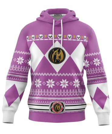 Pink Mighty Morphin Power Rangers V1 Cosplay Costume Hoodie