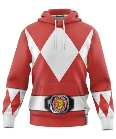 Red Mighty Morphin Power Rangers V2 Cosplay Costume Hoodie