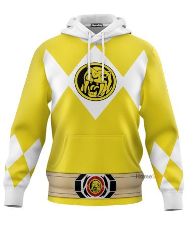 Yellow Mighty Morphin Power Rangers V3 Cosplay Costume Hoodie