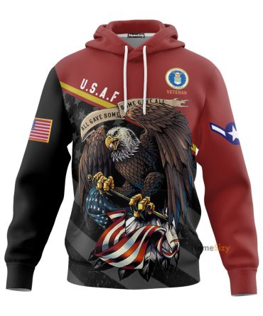 United States Air Force Veteran Red Rank Hoodie