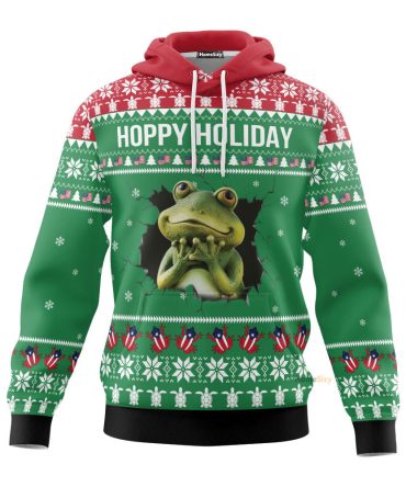 Frog Hoppy Holiday - Christmas Gift For Adults - Hoodie