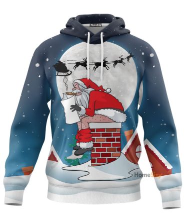Santa Claus Sitting On Christmas Chimney Funny Hoodie Christmas