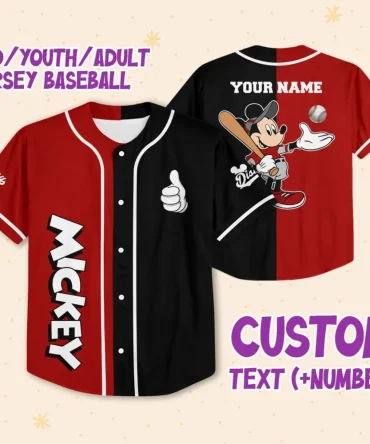Customizable Mickey Baseball Jersey For Kids/Youth/Adults - Add Your Name & Number!