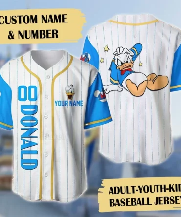 Customizable Donald Duck Baseball Jersey For All Ages – Add Your Name & Number!