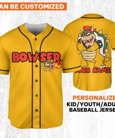 Custom Bowser Baseball Jersey - Kids/Youth/Adult Sizes - Personalize Your Name!