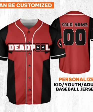 Customizable Deadpool Baseball Jersey - Personalized For Kids, Youth, Adults - Add Your Name!