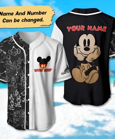 Customizable Mickey Mouse Baseball Jersey – Personalized Name & Number, Stylish Disney Apparel