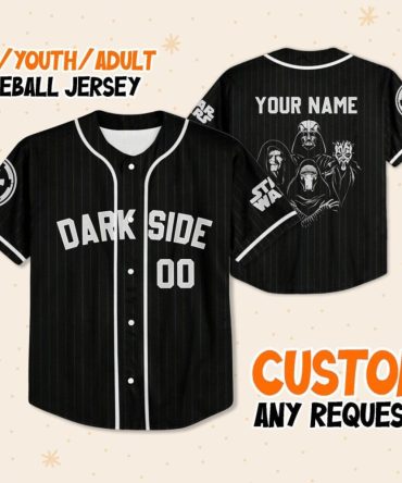 Customizable Dark Side Baseball Jersey - Kids/Youth/Adult - Personalize Your Name!