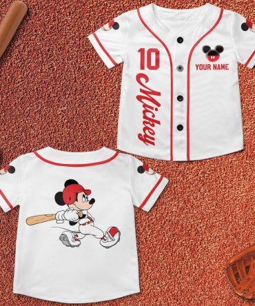 Personalized Mickey Mouse Baseball Jersey - Custom Name & Number - Kids Sports Shirt