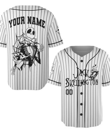Customizable Jack Skellington Baseball Jersey - Personalized Halloween Gift For Fans