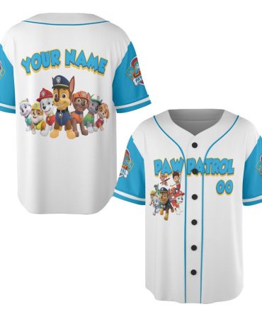 Customizable Paw Patrol Kids' Jersey - Personalized Name & Number, Fun Puppy Design!