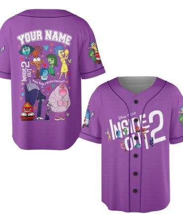 Customizable Inside Out 2 Baseball Jersey - Personalized Name, Vibrant Characters, Unisex Design