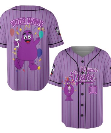 Customizable Purple Cartoon Baseball Jersey - Fun & Vibrant Design For Kids & Adults