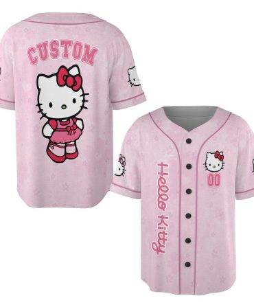 Custom Hello Kitty Pink Baseball Jersey – Personalized Cute & Stylish Apparel For Fans!