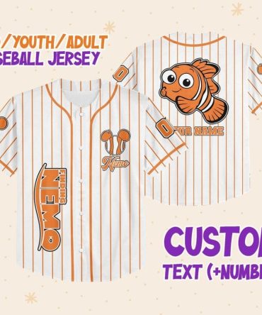 Customizable Kids/Youth/Adult Baseball Jersey - Fun Fish Design, Add Name & Number