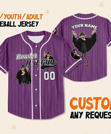 Customizable Kids/Youth/Adult Baseball Jersey - Bowler Hat Guy Design - Personalize Your Name!