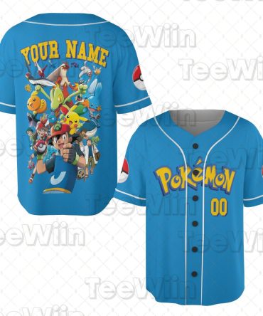 Customizable Pokémon Baseball Jersey – Personalize Your Name & Number!