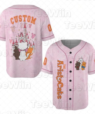 Custom Aristocats Baseball Jersey - Personalized Pink Disney Castle Shirt