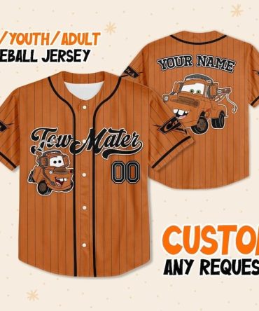 Custom Kids/Youth/Adult Tow Mater Baseball Jersey - Personalized Design!