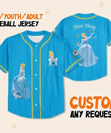Custom Cinderella Baseball Jersey For Kids/Youth/Adults - Personalized Name & Number