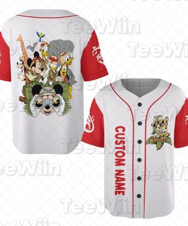 Custom Name Jungle Adventure Jersey - Personalized Cartoon Character Baseball Shirt