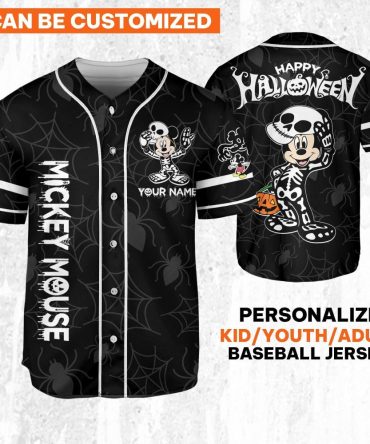 Custom Halloween Mickey Mouse Baseball Jersey - Kids/Youth/Adult Personalized Gift