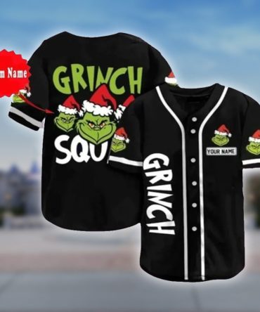 Custom Grinch Squad Baseball Jersey - Personalized Holiday Apparel Gift