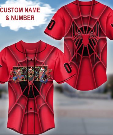 Custom Spider Design Baseball Jersey - Add Your Name & Number - Perfect Gift For Fans!