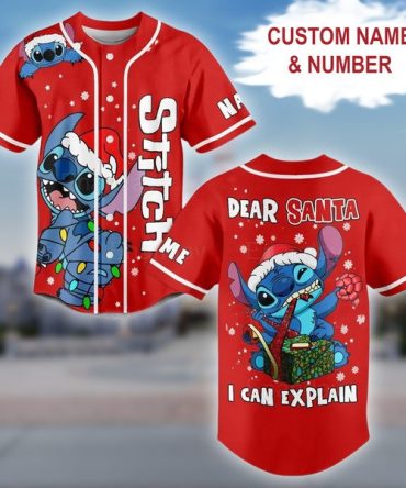 Custom Name & Number Christmas Stitch Baseball Jersey - Festive Holiday Gift!